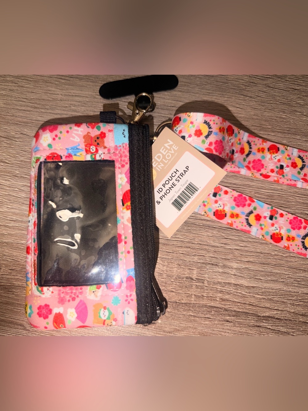 Eden In Love Japan Town ID Pouch & Crossbody Phone Strap NWT